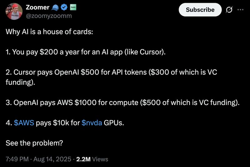 Why AI is a house of cards, according to X user Zoomer